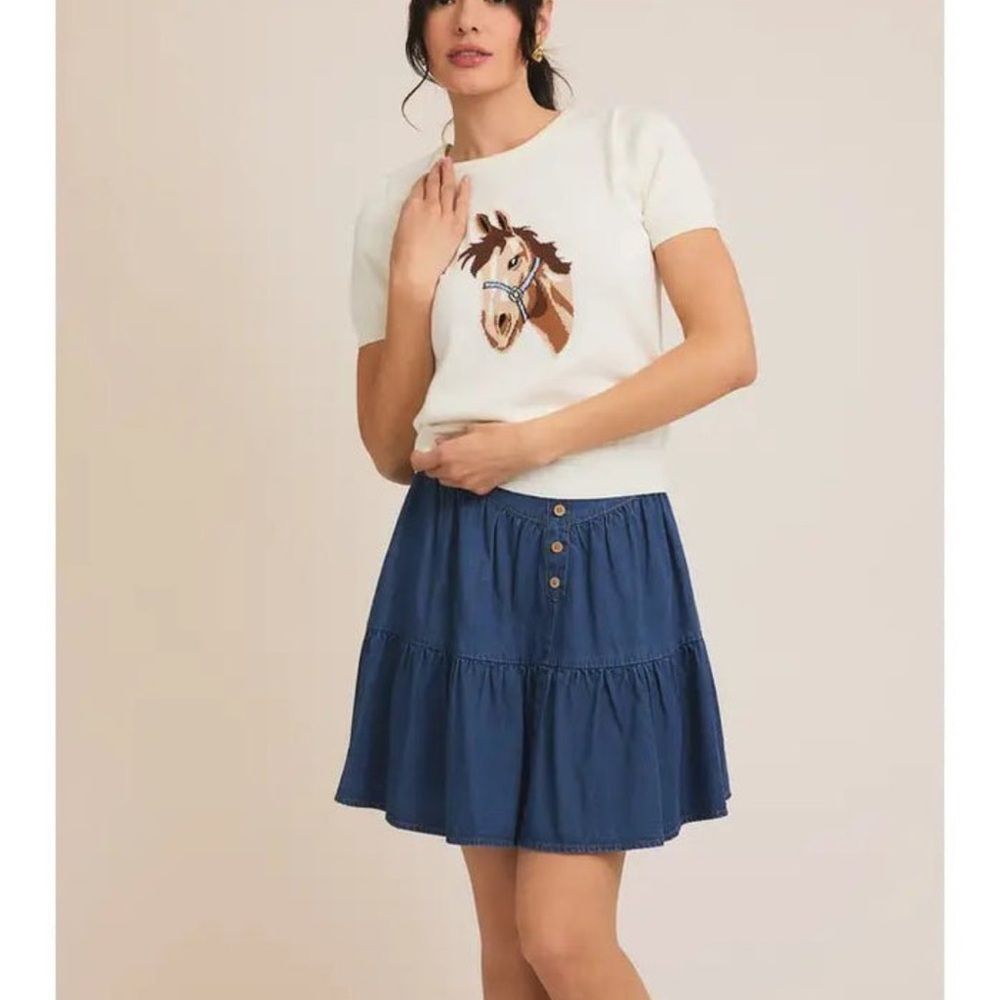 Gilli Cream‎ Horse Graphic short sleeve Sweater